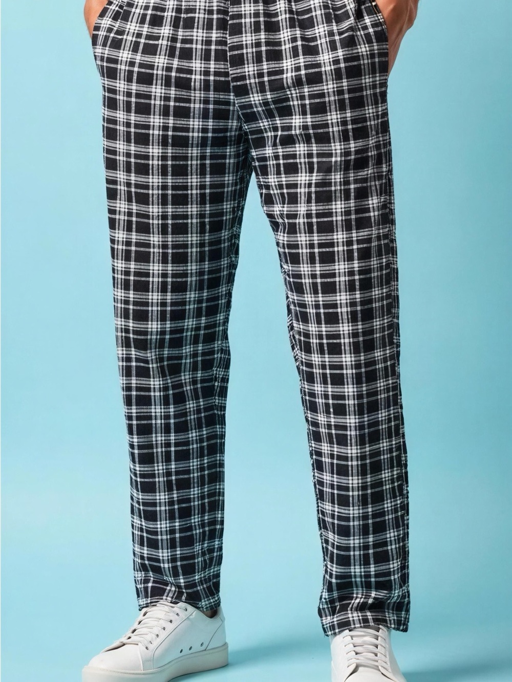 Classic Black & White Plaid Men's Chinos